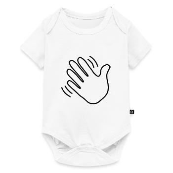Emoji Hand winken Skizze schwarz - Baby Premium Kurzarmbody - Weiß - Vorne