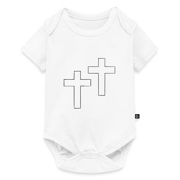 Cross Emoji Sketch Dessin Noir - Body à manches courtes Premium Bébé - blanc - Devant