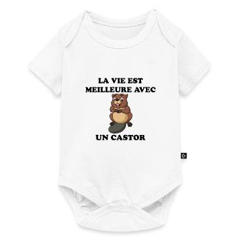 Humour petit castor - Body à manches courtes Premium Bébé - blanc - Devant