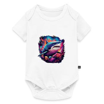 Requin à la lumière des néons - Body à manches courtes Premium Bébé - blanc - Devant