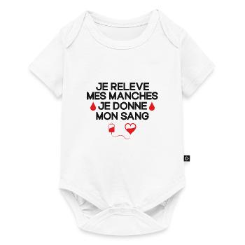 Don du Sang, Donneur de Sang, Je Donne Mon Sang - Body à manches courtes Premium Bébé - blanc - Devant
