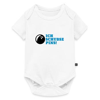 Ich schubse Pins - Spruch Bowling Geschenk - Baby Premium Kurzarmbody - Weiß - Vorne