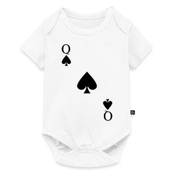Pik Dame Königin Q Spielkarte Kostüm Karneval - Baby Premium Kurzarmbody - Weiß - Vorne