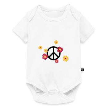 Signe de paix Fleur Amour flower power Saint-Valentin - Body à manches courtes Premium Bébé - blanc - Devant