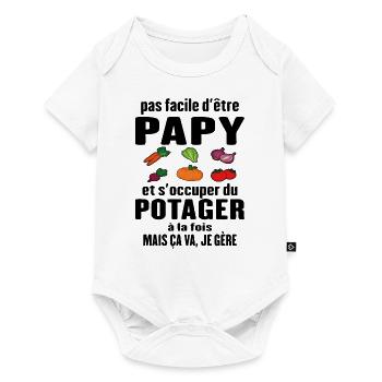 Papy Potager Jardinage Grand père Légume Cadeau - Body à manches courtes Premium Bébé - blanc - Devant