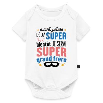 Annonce Grossesse Futur Super Grand Frère Garçon - Body à manches courtes Premium Bébé - blanc - Devant