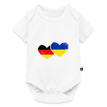 Ich Liebe Ukraine Deutschland Fahne Flagge Herz - Baby Premium Kurzarmbody - Weiß - Vorne