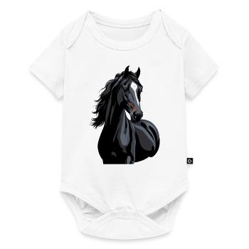 schwarzes Pferd Silhouette - Baby Premium Kurzarmbody - Weiß - Vorne