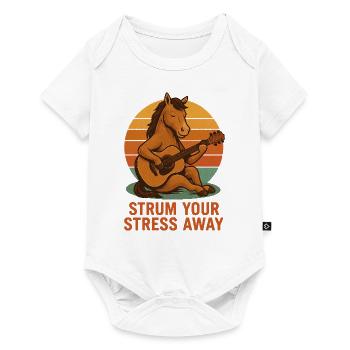 Strum Your Stress Away – Gitarre spielendes Pferd - Baby Premium Kurzarmbody - Weiß - Vorne