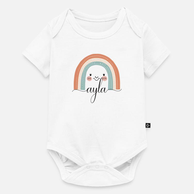 Ayla! Regenbogen, personalisierbar - Baby Premium Kurzarmbody - Weiß