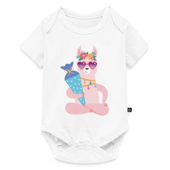 Lama cool avec cône d’école inscription à l’école - Body à manches courtes Premium Bébé - blanc - Devant