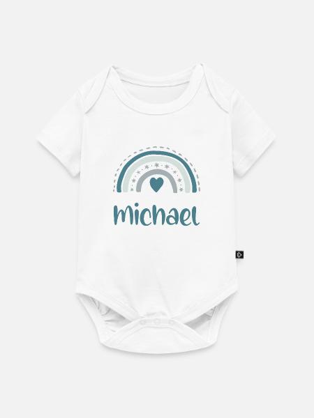 Michael Name Regenbogen - Baby Premium Kurzarmbody - Weiß