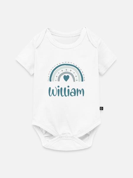William Name Regenbogen - Baby Premium Kurzarmbody - Weiß