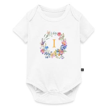 I Monogram Floral, Floral Wreath, Personalizable - Baby Premium short-sleeve bodysuit - white - Front