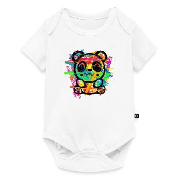 Panda Bear (Colourful Stripes) - Baby Premium short-sleeve bodysuit - white - Front