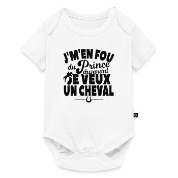 Je M'en Fou Du Prince Charmant Je Veux Un Cheval - Body à manches courtes Premium Bébé - blanc - Devant
