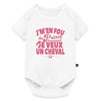 Je M'en Fou Du Prince Charmant Je Veux Un Cheval - Body à manches courtes Premium Bébé - blanc - Devant