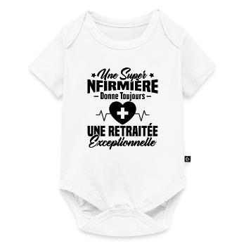 Humour infirmière retraitée, Cadeau retraite - Body à manches courtes Premium Bébé - blanc - Devant