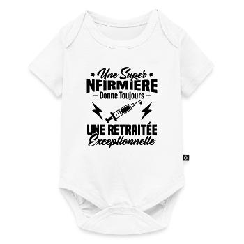 Humour infirmière retraitée, Cadeau retraite - Body à manches courtes Premium Bébé - blanc - Devant