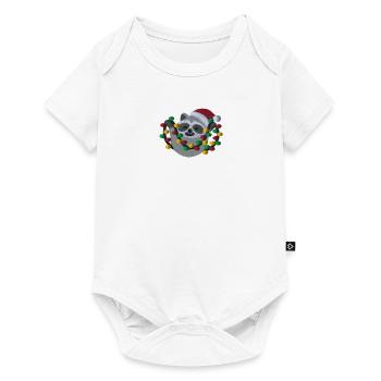 Christmas raccoon with fairy lights - Baby Premium short-sleeve bodysuit - white - Front