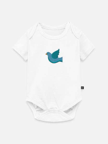 Taube bestickt - Baby Premium Kurzarmbody - Weiß