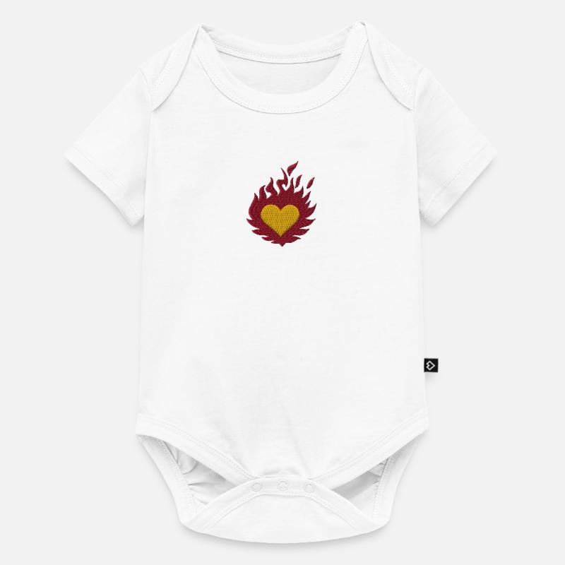 Coeur brûlant brodé - Body à manches courtes Premium Bébé - blanc