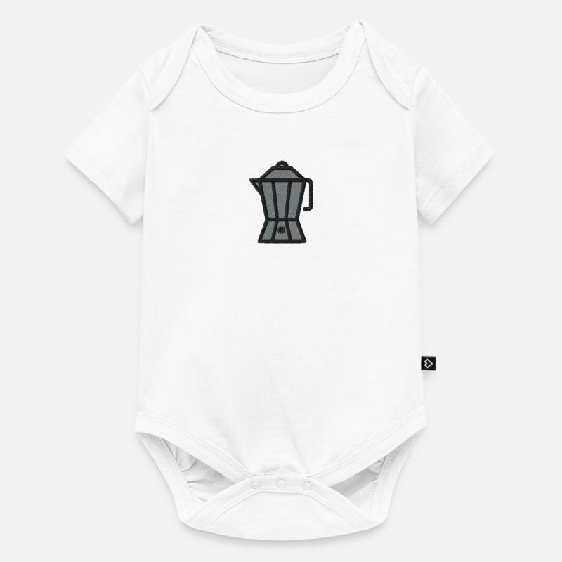 Cafetière à expresso brodée - Body à manches courtes Premium Bébé - blanc