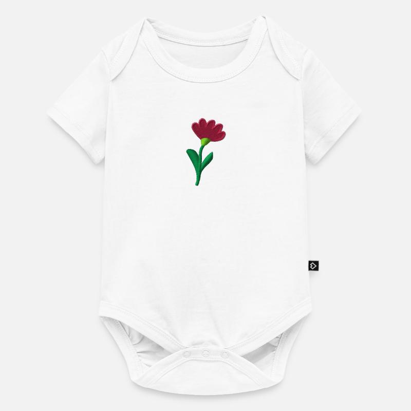 Fleur brodée - Body à manches courtes Premium Bébé - blanc