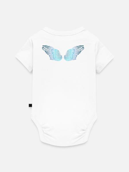 Ailes de papillon bleu plumeux pour fées - Body à manches courtes Premium Bébé - blanc