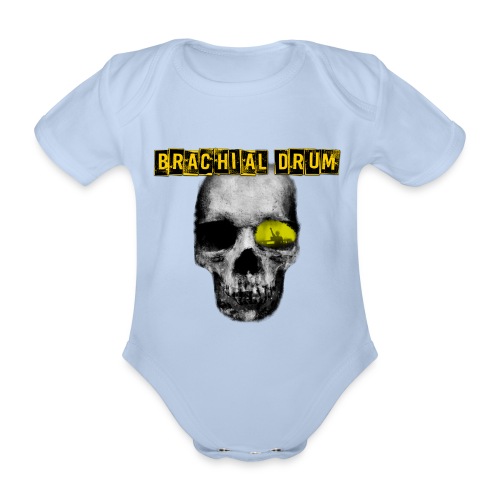 Brachial Drum Logo / Skull mit Schriftzug - Baby Bio-Kurzarm-Body