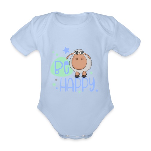 Be happy Schaf - Glückliches Schaf - Glücksschaf - Baby Bio-Kurzarm-Body