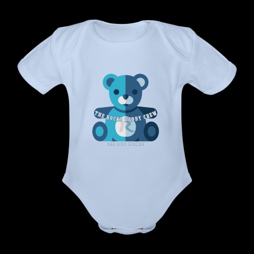 Rocks Teddy Bear - Blue - Baby bio-rompertje met korte mouwen
