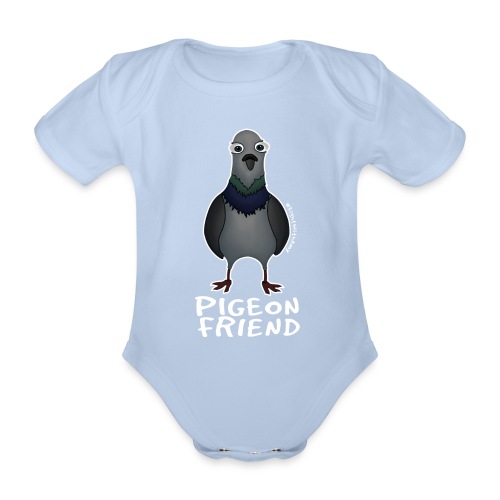 Amy's 'Pigeon Friend' design (white txt) - Organic Short-sleeved Baby Bodysuit