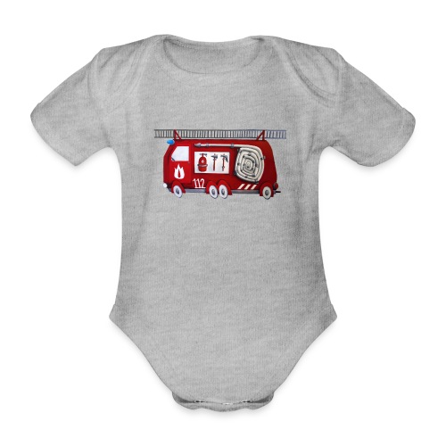 brandweerauto - Baby bio-rompertje met korte mouwen