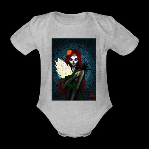 Death and lillies - Organic Short-sleeved Baby Bodysuit