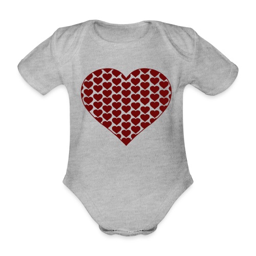 Viele Herzen ein Herz dunkelrot - Baby Bio-Kurzarm-Body