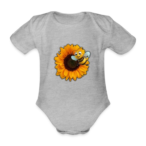 T-Shirt mit Sonnenblume und Biene - Baby Bio-Kurzarm-Body