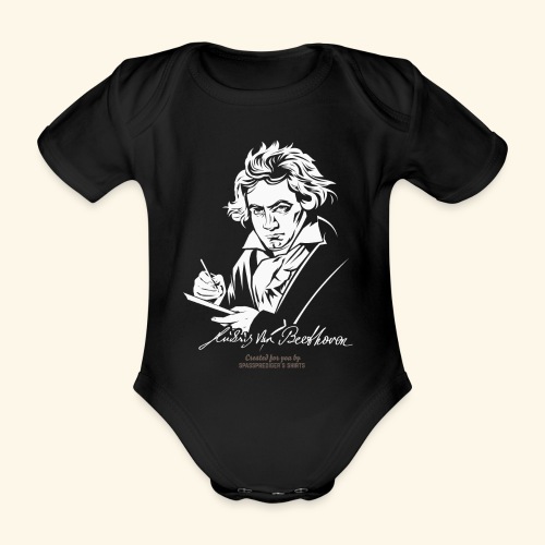 Beethoven Porträt mit Unterschrift - Baby Bio-Kurzarm-Body