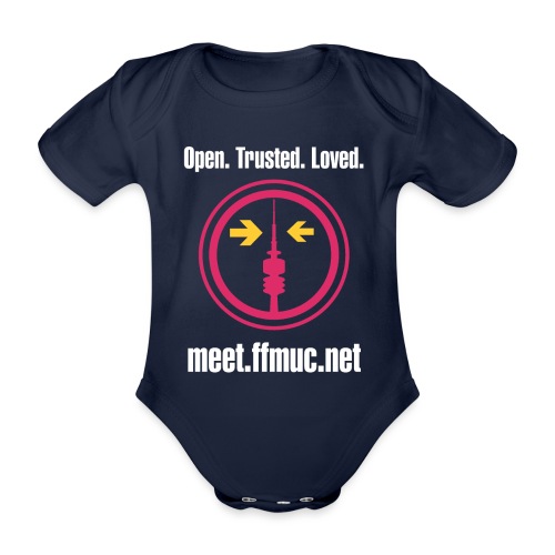 Freifunk Meet - Open-Trusted-Loved weiß - Baby Bio-Kurzarm-Body