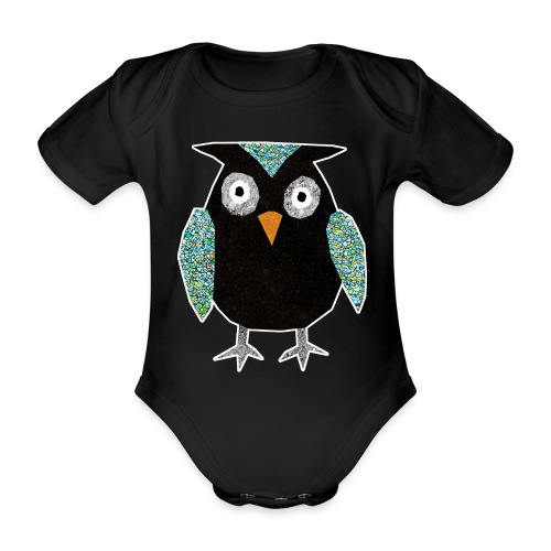 Collage mosaic owl - Organic Short-sleeved Baby Bodysuit