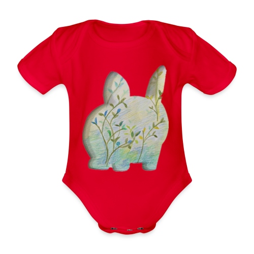Rabbit in the spring - Organic Short-sleeved Baby Bodysuit