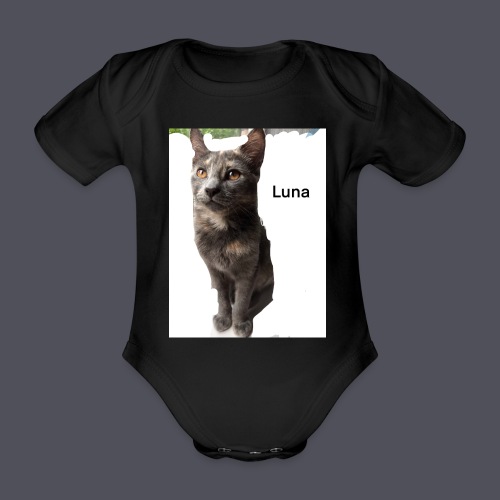 Luna The Kitten and Quote Combination - Organic Short-sleeved Baby Bodysuit
