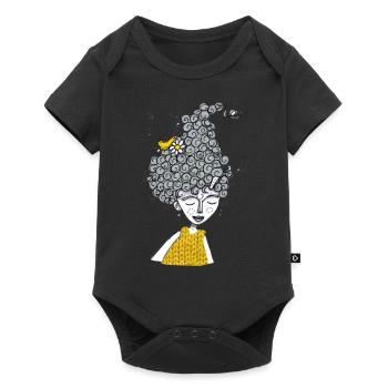 Lockenkopf - Baby Premium Kurzarmbody - Schwarz - Vorne