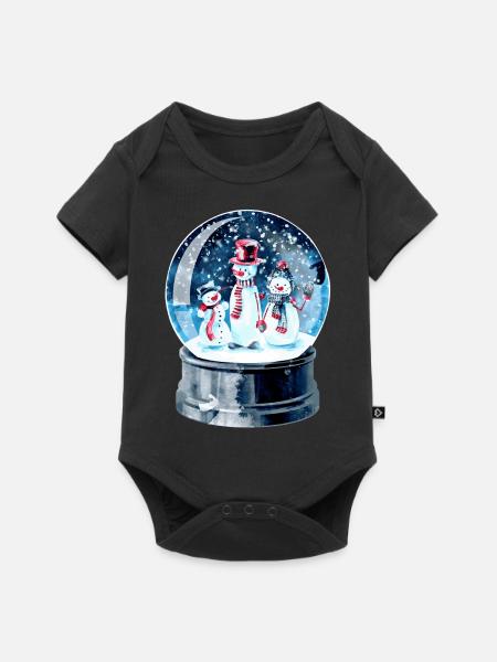 Weihnachten Schneekugel - Baby Premium Kurzarmbody - Schwarz