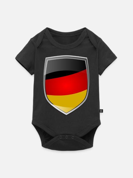 Shield with German Flag - Baby Premium Kurzarmbody - Schwarz