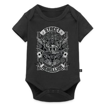 STREET REBELLION - Biker & Motorrad Shirt Geschenk - Baby Premium Kurzarmbody - Schwarz - Vorne