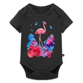 Wolken Flamingo - Baby Premium Kurzarmbody - Schwarz - Vorne
