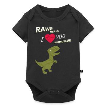 RAWR signifie Je t'aime dans le dinosaure Saint Valentin - Body à manches courtes Premium Bébé - noir - Devant