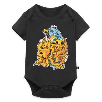 Graffiti street art with eagle and crown - Baby Premium short-sleeve bodysuit - black - Front