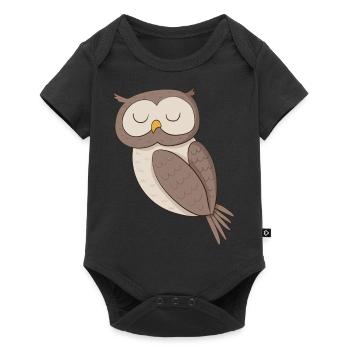 Bird Owl - Baby Premium short-sleeve bodysuit - black - Front